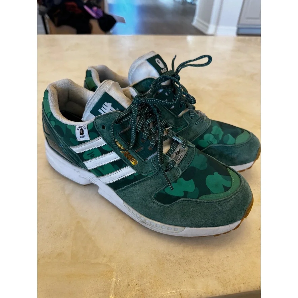 Adidas ZX 8000 BAPE x Undefeated Green Camo FY8851 Mens 9.5 Sneakers